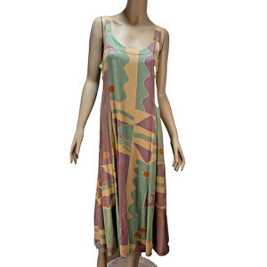 Hary Dary Art To Wear Vintage Maxi Dress Size L Boho Abstract Bold Sleeveless